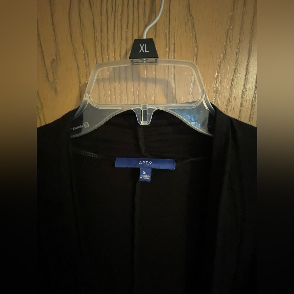 Apt. 9 Classic Black Cardigan with Ruched Short Sleeves - Picture 3 of 7